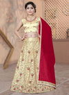 Cream Colour Aaradhna Vol 6 Exclusive Wedding Wear Silk Embroirdery And Codding Work Kids Lehenga Choli Collectioin Aaradhna 130